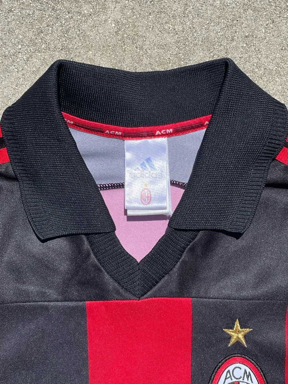 Vtg Adidas AC Milan 90s Y2K ACM Opel Futbol Soccer Black/Red Striped Size M